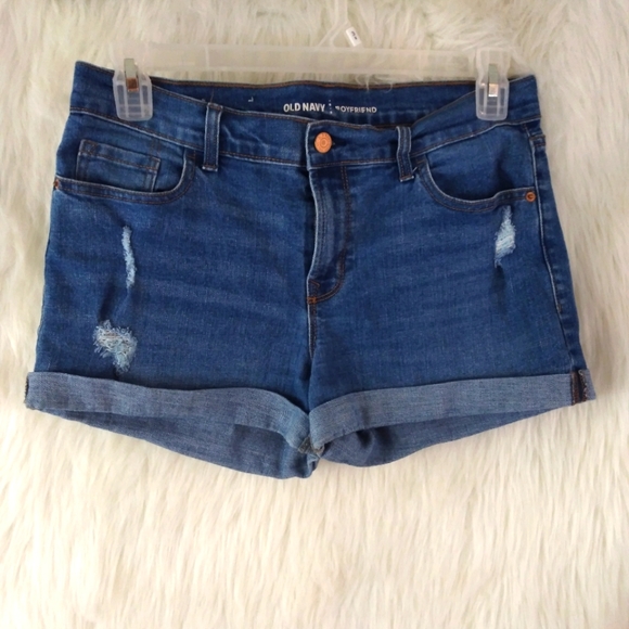 Old Navy Pants - Old Navy Boyfriend Distressed Blue Denim Shorts 8